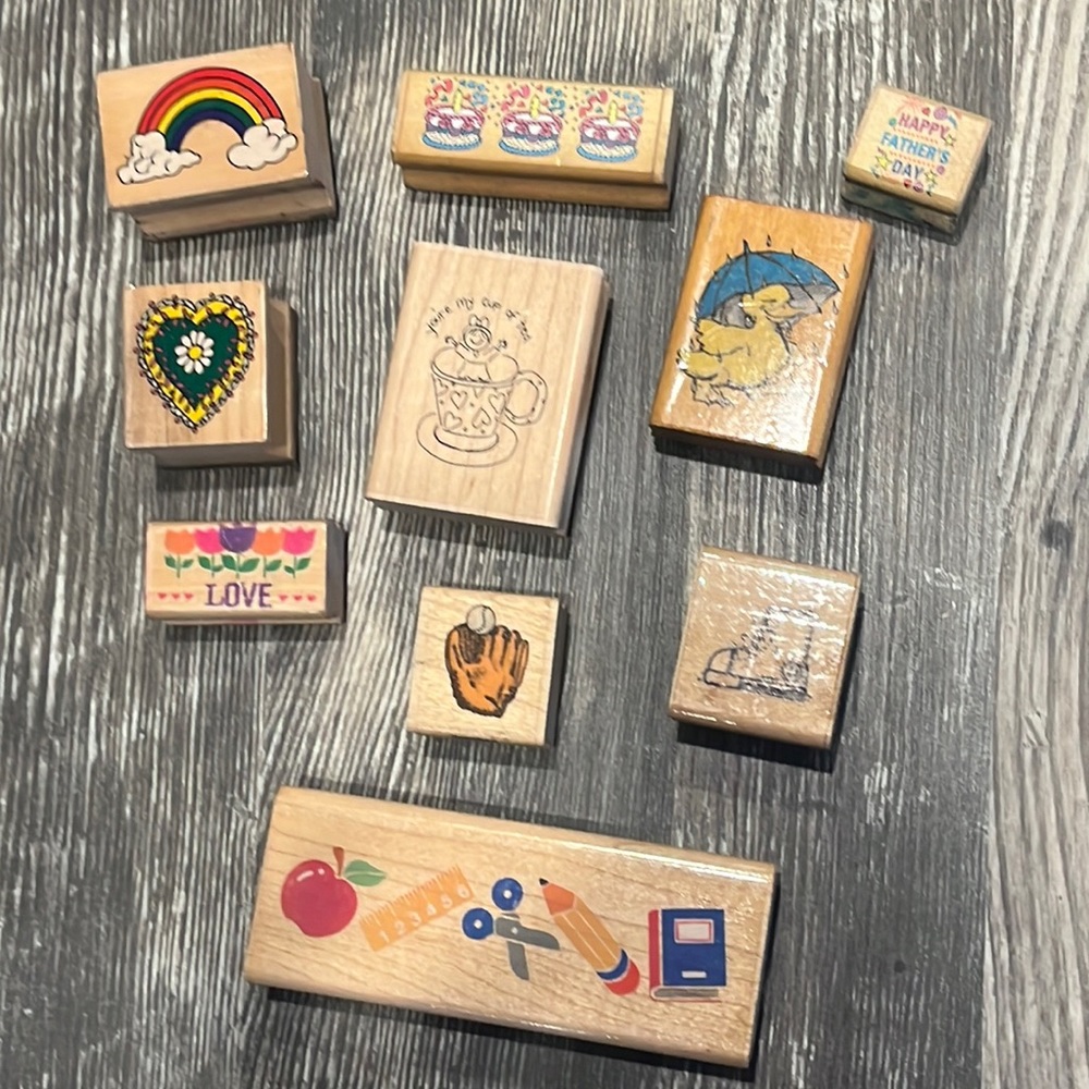 10 assorted rubber stamps